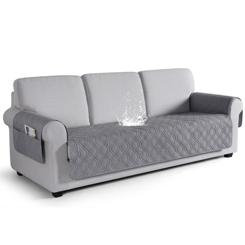 VANSOFY Couch Cover  Waterproof Sofa Covers Couch Washable Slipcover Furniture Protector Non-Slip Couch Cover for Dogs  Pets(Sofa Plus  Light Gray) - Image 1