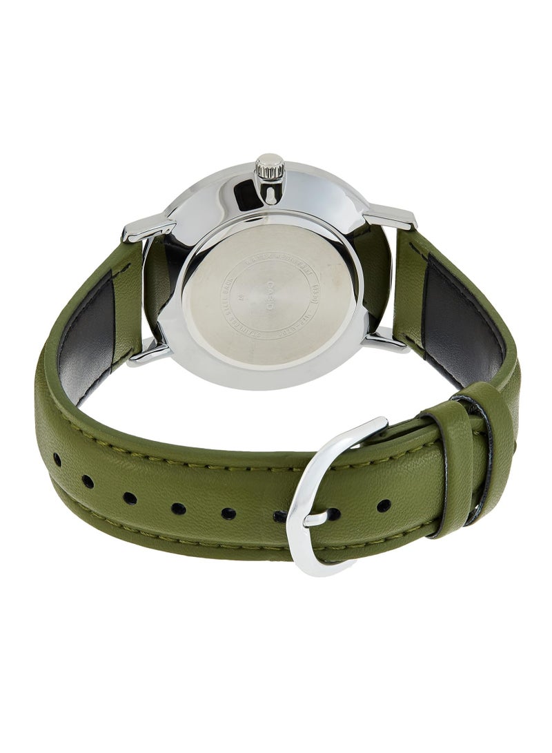 CASIO Men's Leather Analog Wrist Watch MTP-VT01L-3BUDF - 40 mm - Green - Image 2