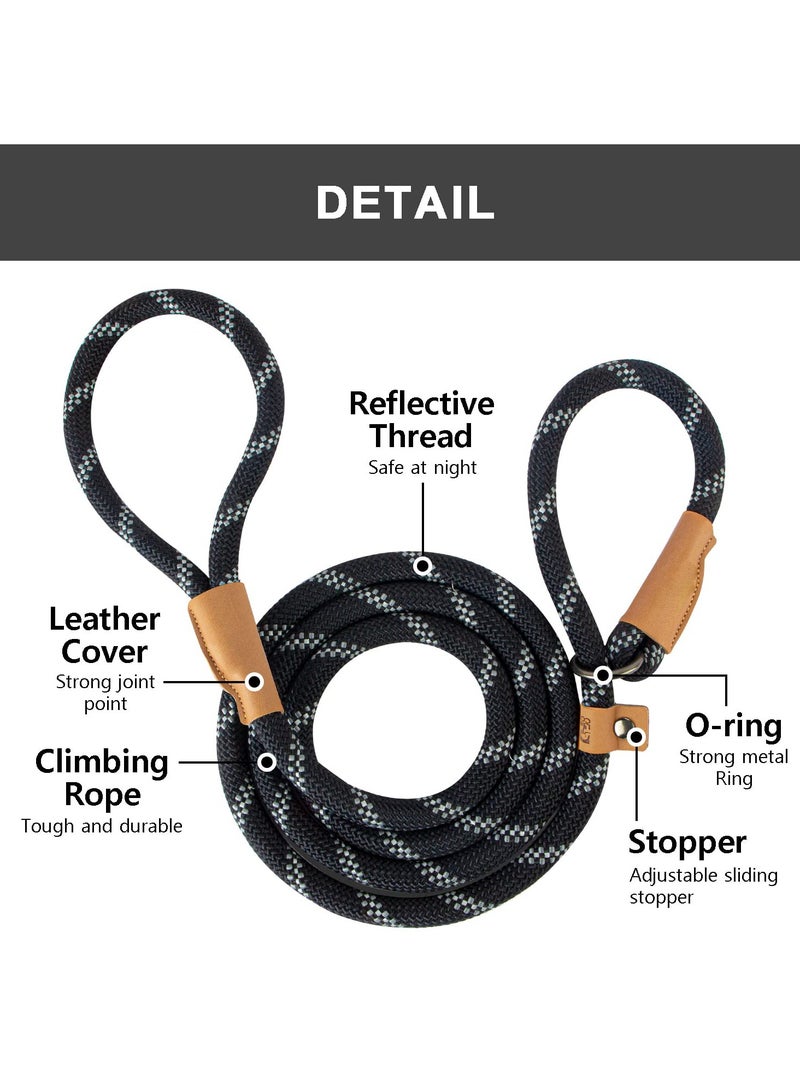 5FT Reflective No-Pull Dog Leash, Strong and Comfortable Slip Lead for Small, Medium and Large Dogs, Perfect for Training, Black - Image 2