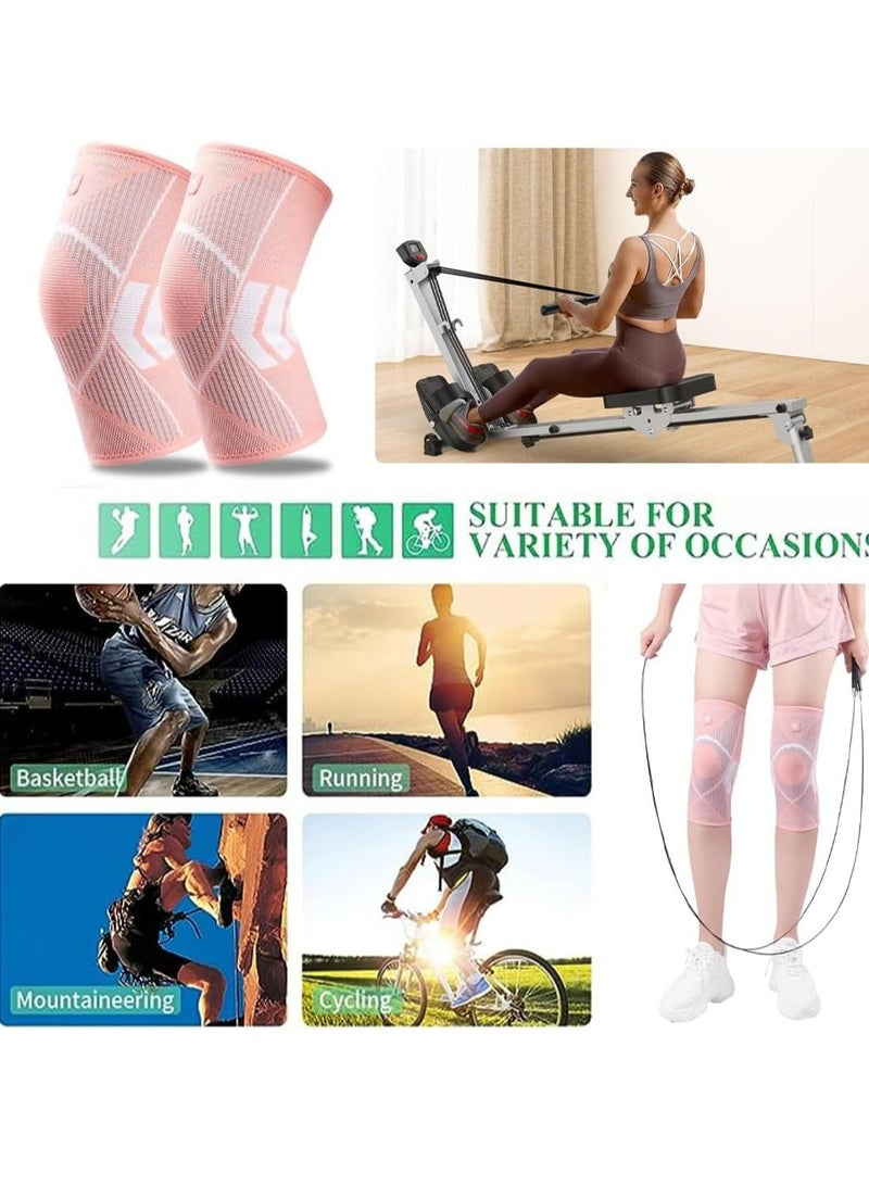 Loquat 2 Pack Pink Knee Braces for Knee Pain Women and Men, Knee Support for gym running Knee Pain - Image 4