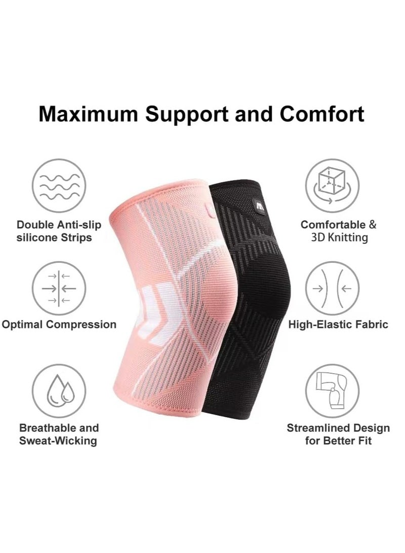 Loquat 2 Pack Pink Knee Braces for Knee Pain Women and Men, Knee Support for gym running Knee Pain - Image 2