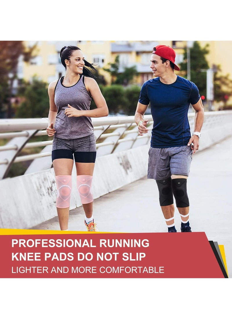 Loquat 2 Pack Pink Knee Braces for Knee Pain Women and Men, Knee Support for gym running Knee Pain - Image 3