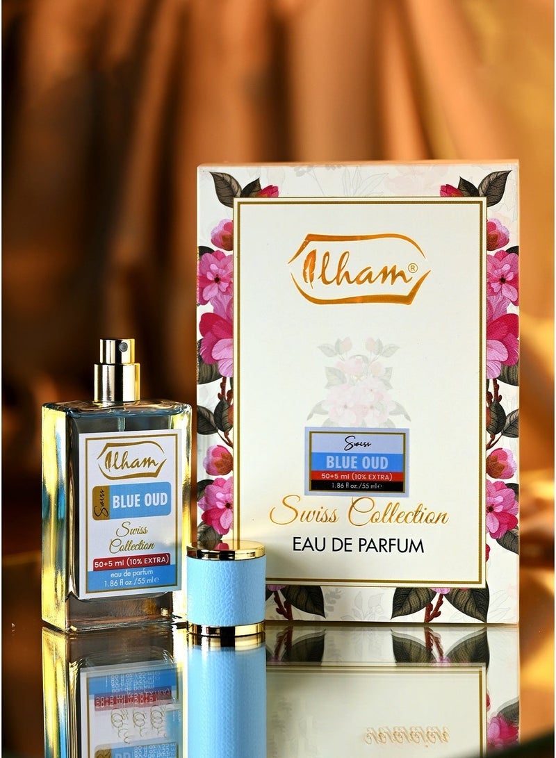 ILHAM PERFUMES SWISS BLUE OUD (50ml+5ml) 10% EXTRA 55ml EDP FOR UNISEX - Image 1