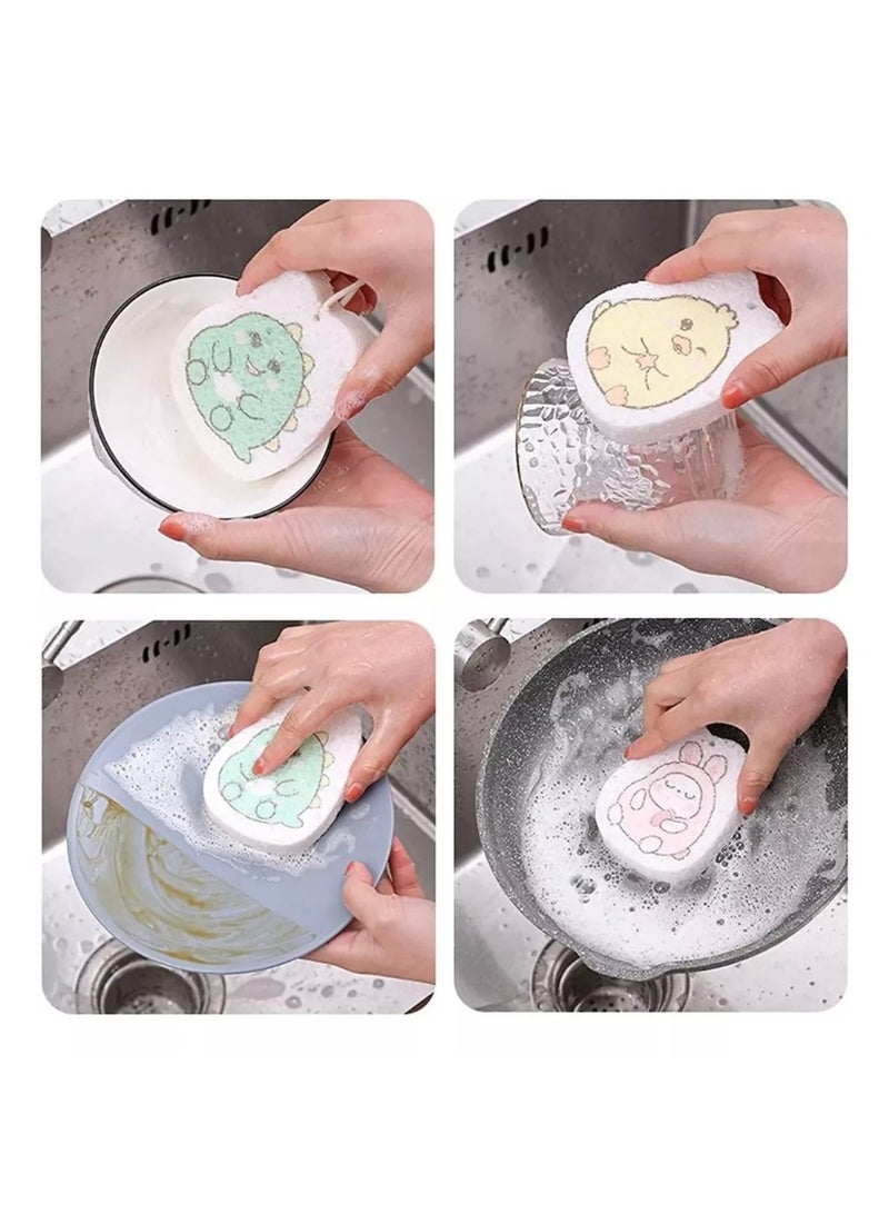 مجموعة إسفنجات غسيل الأطباق القابلة للنفخ - قطعتان من الإسفنجات التي يتم تنشيطها بالماء بأشكال مرحة، إسفنجات تنظيف قابلة للتمدد للمطبخ، وغسل الأطباق، والأواني والمقالي، أدوات مطبخ ناعمة وماصة ومتينة - Image 4