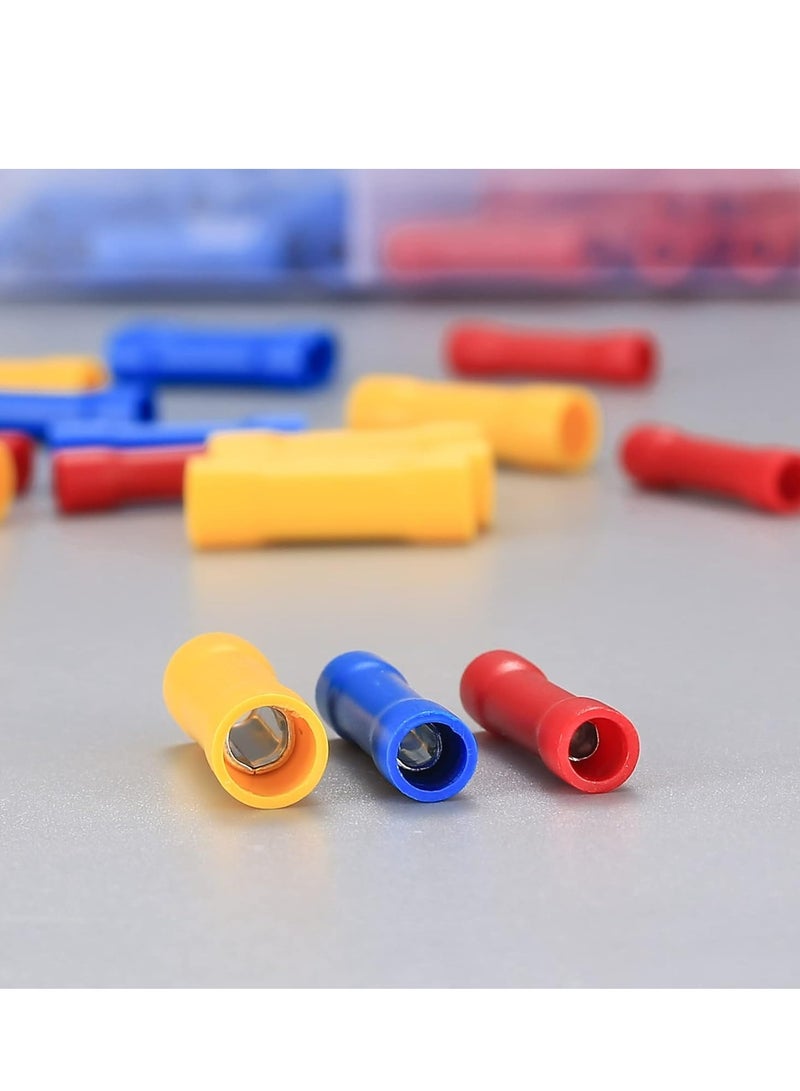 160 Piece Assorted Electrical Butt Splice Connector Kit, Insulated Wire Terminals (Red/Blue/Yellow)