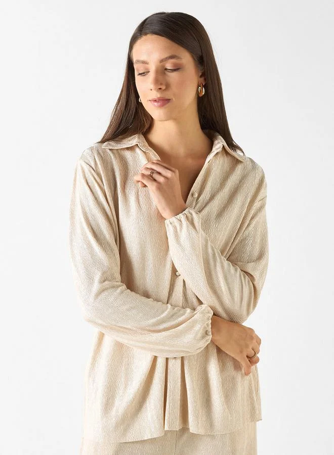 ايكونيك قميص بارز الملمس بأكمام طويلة من أيكونيك