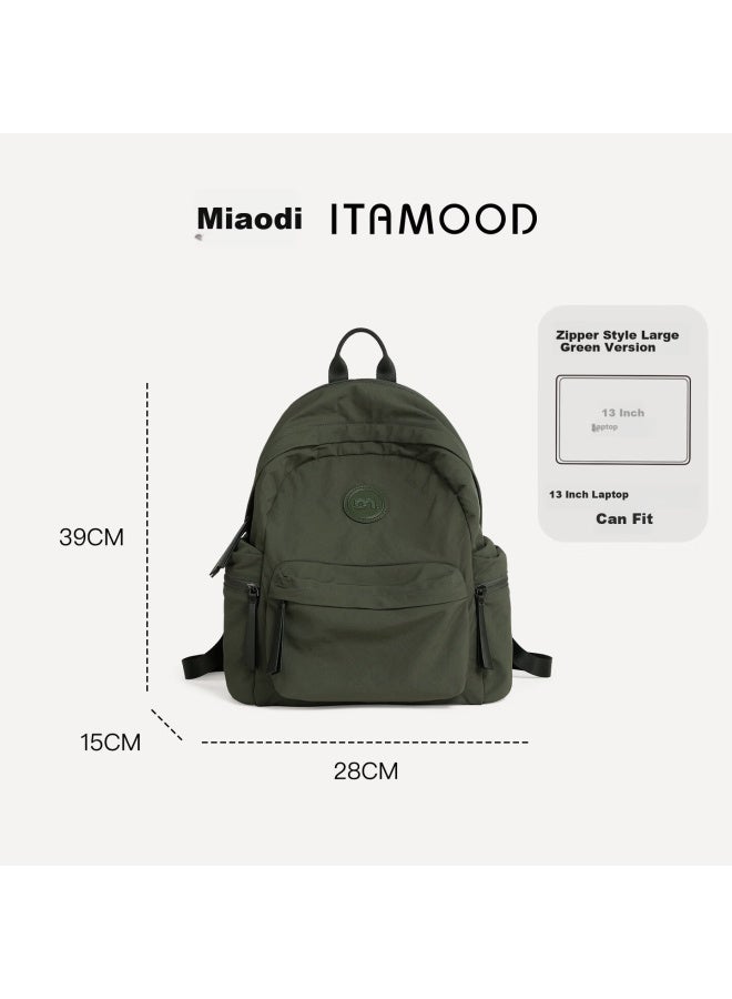 MOOD Miaodi Qing 580g Large Capacity Stylish Green Backpack Casual Travel Hiking Work Laptop Mommy Bag - Image 3