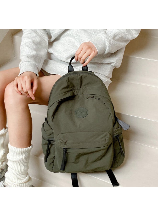 MOOD Miaodi Qing 580g Large Capacity Stylish Green Backpack Casual Travel Hiking Work Laptop Mommy Bag - Image 2