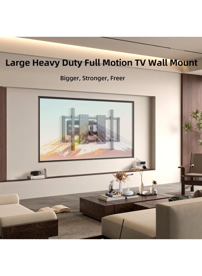 Ultra-Slim Full Motion TV Wall Mount – Heavy-Duty Bracket for 50–120 inch Screens – Swivel, Tilt, Extend & Level Adjustment – VESA 1000×600 Compatible - Image 2