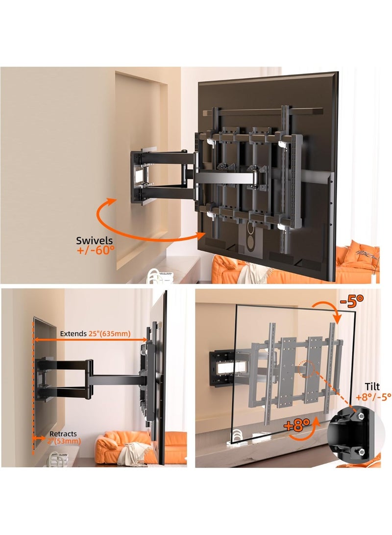 Ultra-Slim Full Motion TV Wall Mount – Heavy-Duty Bracket for 50–120 inch Screens – Swivel, Tilt, Extend & Level Adjustment – VESA 1000×600 Compatible - Image 4