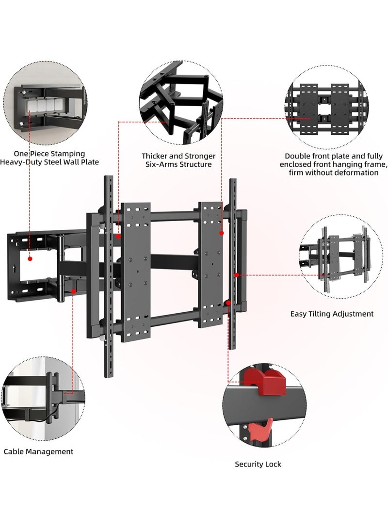Ultra-Slim Full Motion TV Wall Mount – Heavy-Duty Bracket for 50–120 inch Screens – Swivel, Tilt, Extend & Level Adjustment – VESA 1000×600 Compatible - Image 3