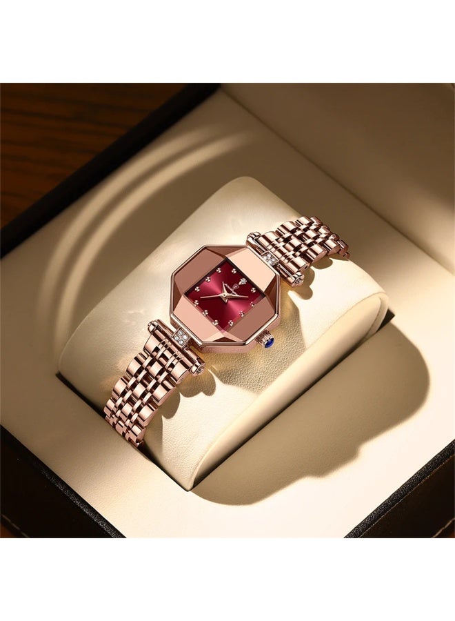 POEDAGAR Women Elegant Wrist Watch Ladies Analog Quartz Watch Fashion Rhinestone Watches Diamond Waterproof Watch with Stainless Steel Strap - Image 4