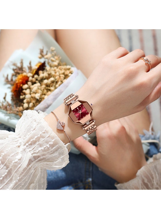 POEDAGAR Women Elegant Wrist Watch Ladies Analog Quartz Watch Fashion Rhinestone Watches Diamond Waterproof Watch with Stainless Steel Strap - Image 2