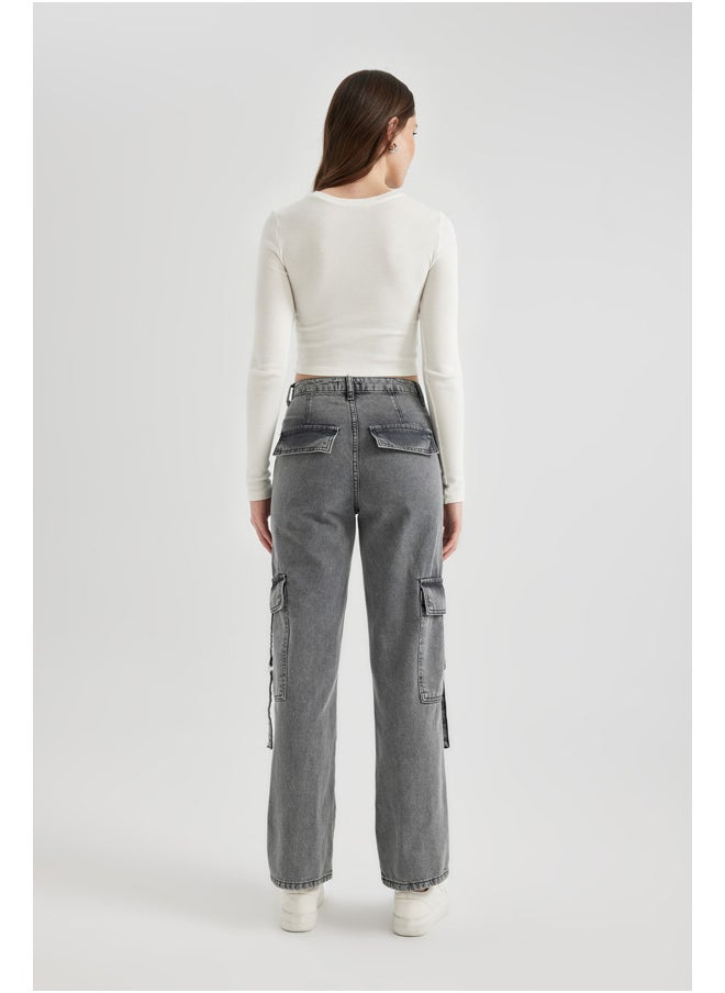 DeFacto Woman Wideleg Cargo Denim Trousers  - Image 3