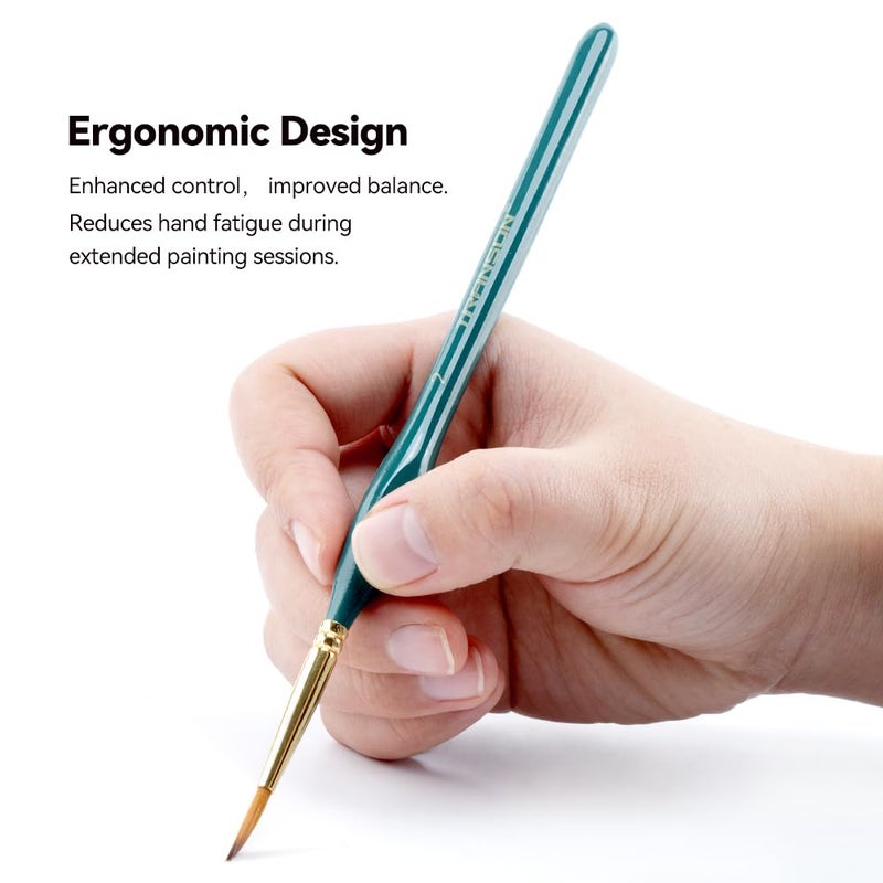 Transon 10pcs Fine Detail Miniature Art Painting Brush Set for Acrylic Watercolor Craft Rock Face Painting Green - Image 4