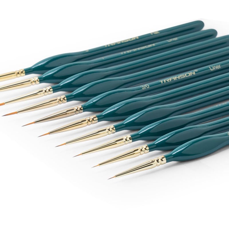 Transon 10pcs Fine Detail Miniature Art Painting Brush Set for Acrylic Watercolor Craft Rock Face Painting Green - Image 5