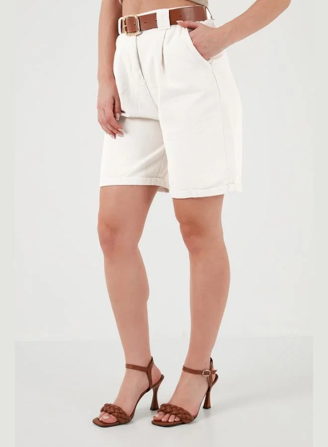Lela Lela Cotton Relaxed Fit High Waist Belted Gabardine Short Women's SHORTS 668YP4710
