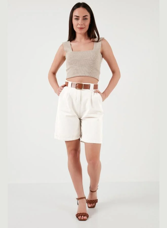 Lela Lela Cotton Relaxed Fit High Waist Belted Gabardine Short Women's SHORTS 668YP4710