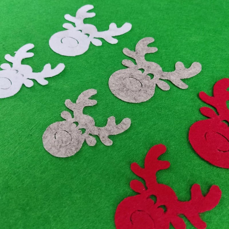 Curious Button Pack of 12 Felt Christmas Shapes | Snowmen, Santa Hats & Snowflakes | DIY Craft Supplies | Xmas Decorations | Christmas Tree Decoration Items (2 Inch) - Image 2