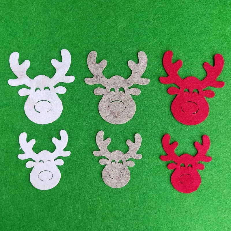 Curious Button Pack of 12 Felt Christmas Shapes | Snowmen, Santa Hats & Snowflakes | DIY Craft Supplies | Xmas Decorations | Christmas Tree Decoration Items (2 Inch) - Image 1