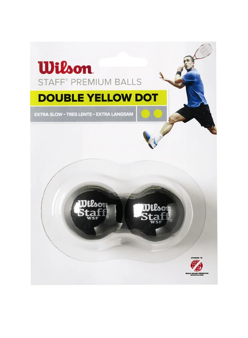 Staff Squash Balls, Pack of 2 - double yellow dot (experienced level)