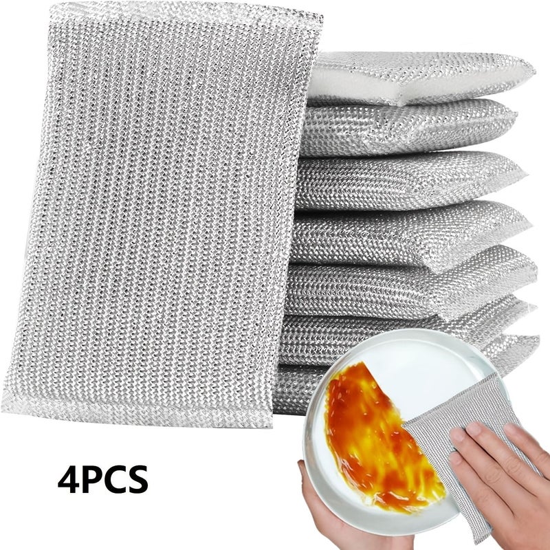 Modern 4 Pack Reusable Scouring Pads And Sponges For Kitchen Bathroom Cleaning - Image 1
