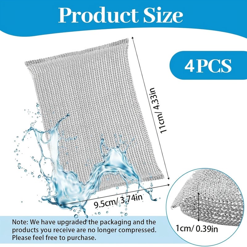 Modern 4 Pack Reusable Scouring Pads And Sponges For Kitchen Bathroom Cleaning - Image 4