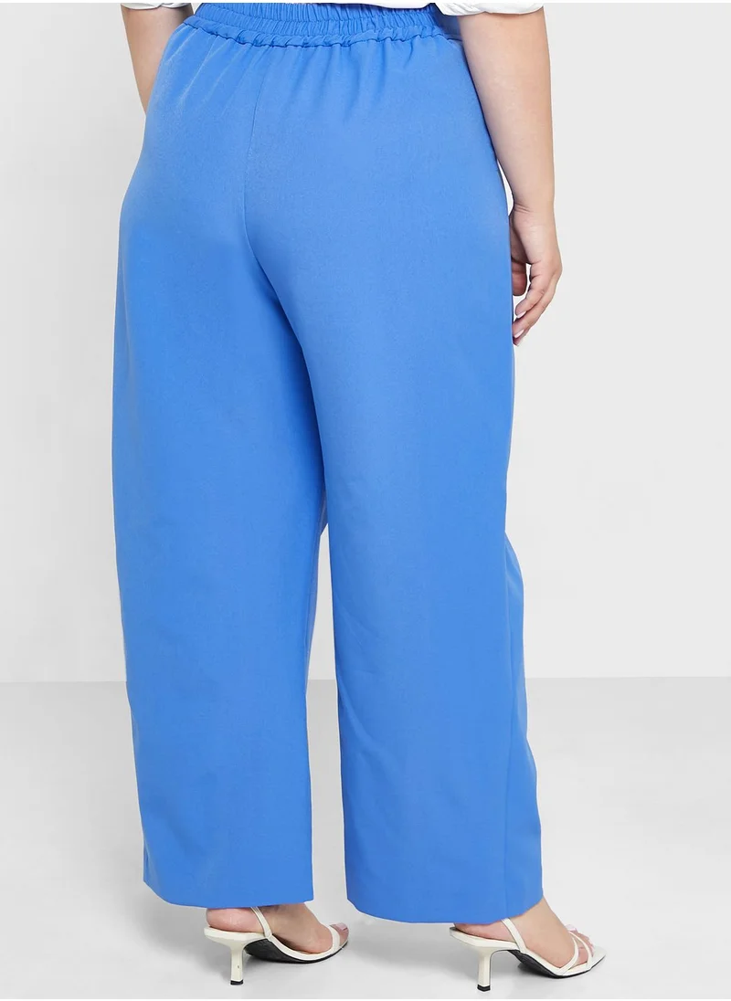 River Island Plus Wide Leg High Waist Trousers