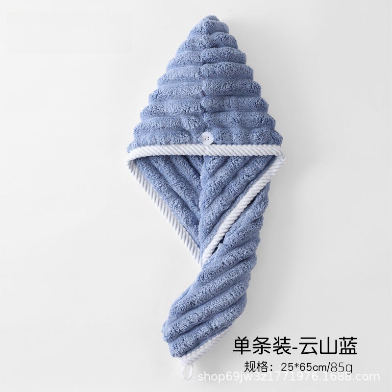 Generic Thick Coral Fleece Hair Drying Cap for Women Cloud Blue 
