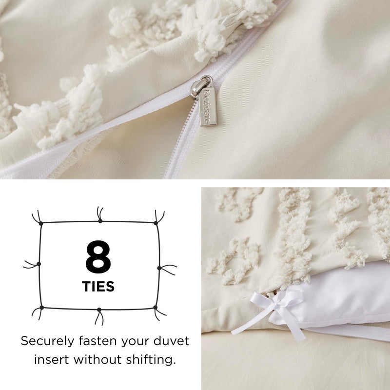 Bedsure Boho Duvet Cover Queen Size - Tufted Duvet Cover Queen Set for All Seasons, 3 Pieces Soft Shabby Chic Embroidery Boho Bedding, Comforter Not Included (Beige, 90" x 90") - Image 5