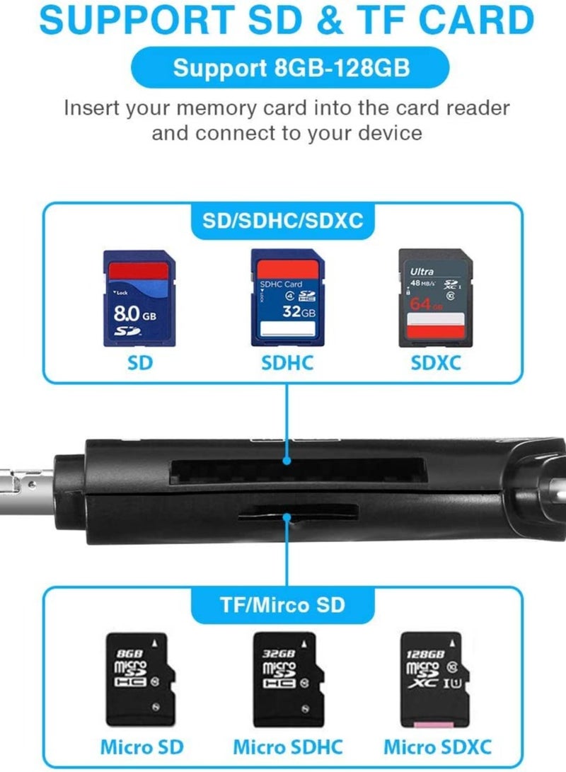 Zikra SD Card Reader TF Card Reader 4 in 1 Memory Card Reader Adapter, Trail Camera Card Reader with Type-C Connector, USB2.0 USB OTG Interface - Image 2