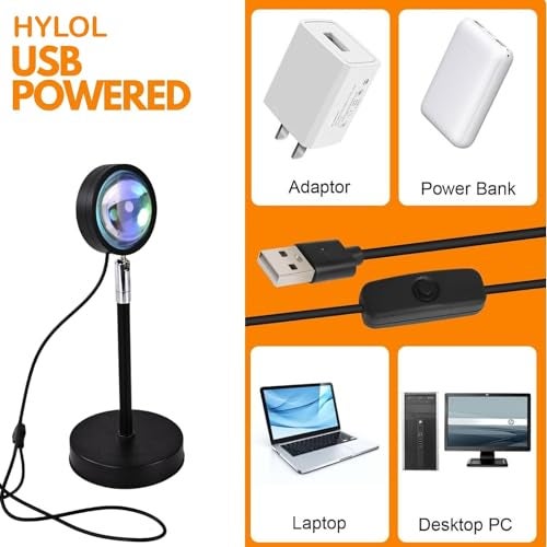 HYLOL Sunset Projector Light - 16 Color LED Light with Remote, Desk Lamp Projection Rainbow Night Light, 180° Rotation Romantic Lamp Light (Night Lamp Light) - Image 4