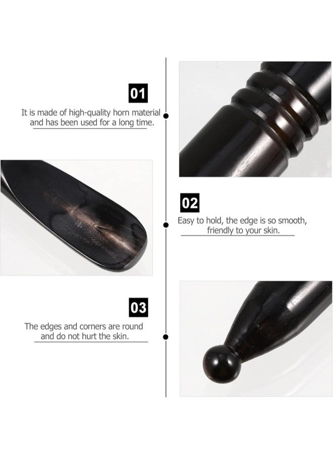klarako Buffalo Horn Sha Scraping Massage Tool Traditional Thai Massage Stick Acupuncture Therapy Trigger Point Treatment Scraper for Facial Ankle Neck Muscle Black - Image 2