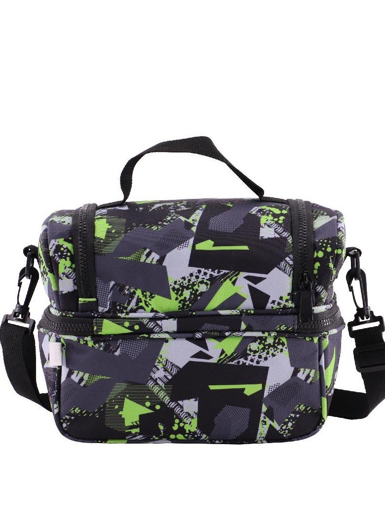 أتريوم حقيبة غداء – نمط تجريدي – أسود/أخضر - Image 2