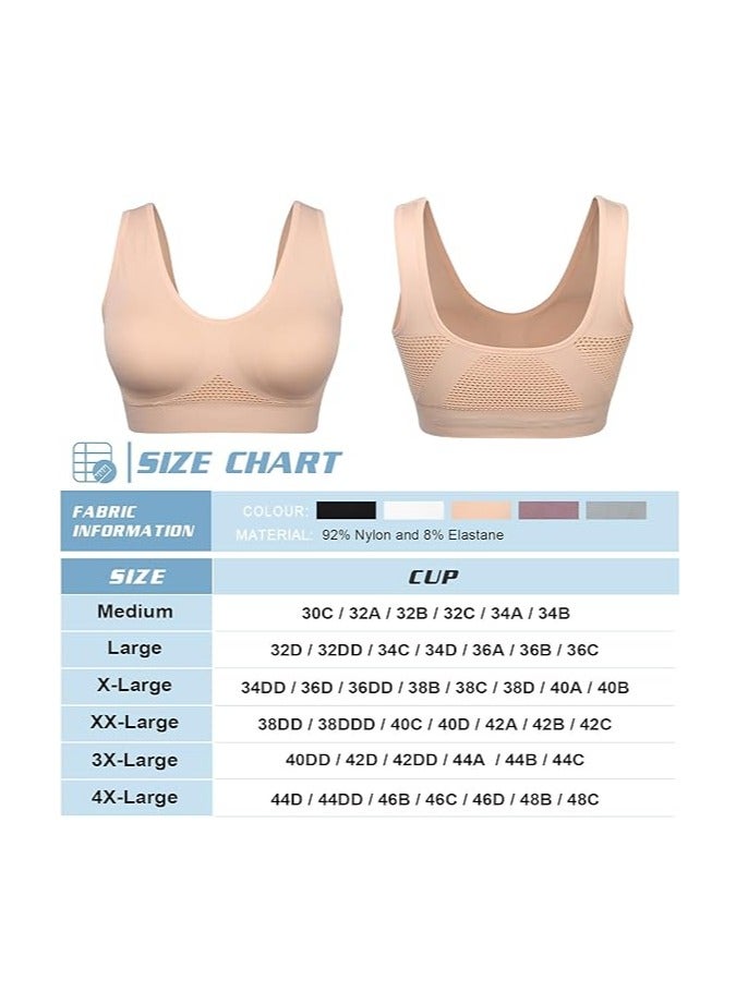 Women Sports Bra Comfortable Sleep Bras No Underwire Seamless Workout Yoga Bra of 3 Pack - Image 4