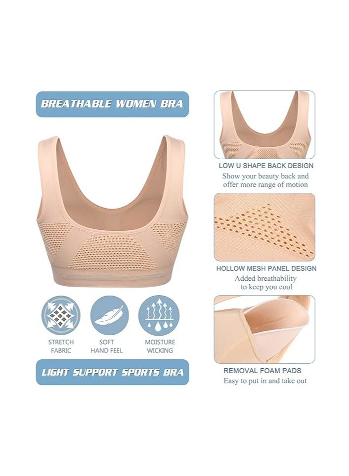 Women Sports Bra Comfortable Sleep Bras No Underwire Seamless Workout Yoga Bra of 3 Pack - Image 5