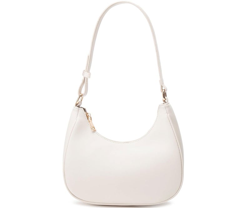 WSRYDJDL Crescent Shoulder Bags for Women Cute Hobo Tote Handbag Under the Arm Purses Mini Clutch Purse with Zipper Closure (Beige) - Image 1