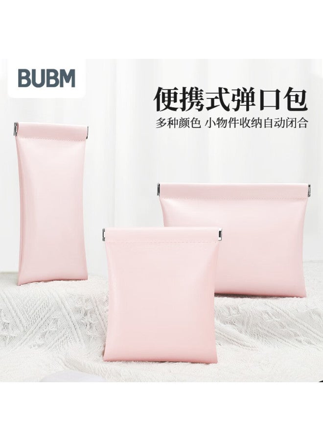 Biyoumei Magnetic Storage Bag, Cable Earphone Gl Holder Red Packet Portable Travel Pu Storage Organizer Bag Accessory Organizer Pouch Medium Size Pink