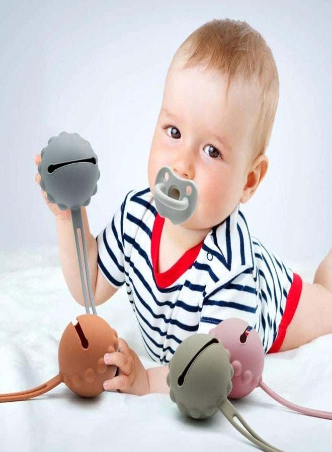 Sweetie Silicone Pacifier Holder Case, Pacifier Container Fits Pacifiers & Pacifier Clip, Portable for Travel Outdoor Activities, Sun Flower, Lion Shape, 1 Piece (Grey) - Image 2
