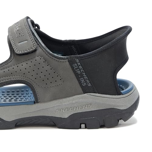 SKECHERS صندل سكيشرز للرجال Tresmen-Reece ذو حزامين مفتوح من الأمام، رمادي، 10 عريض - Image 4