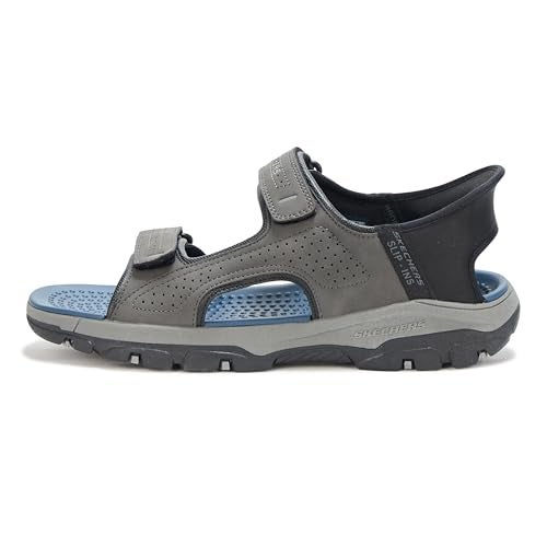 SKECHERS صندل سكيشرز للرجال Tresmen-Reece ذو حزامين مفتوح من الأمام، رمادي، 10 عريض - Image 2