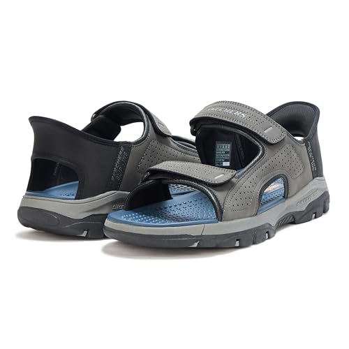 SKECHERS صندل سكيشرز للرجال Tresmen-Reece ذو حزامين مفتوح من الأمام، رمادي، 10 عريض - Image 3