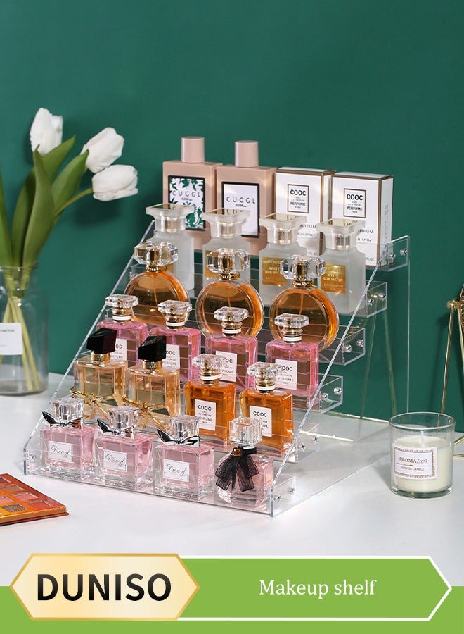 DUNISO Perfume Organizer Stand, 6 layer transparent acrylic display rack, cosmetics storage rack, multi functional desk storage device, used to store perfume, toiletries and skin care products - Image 1