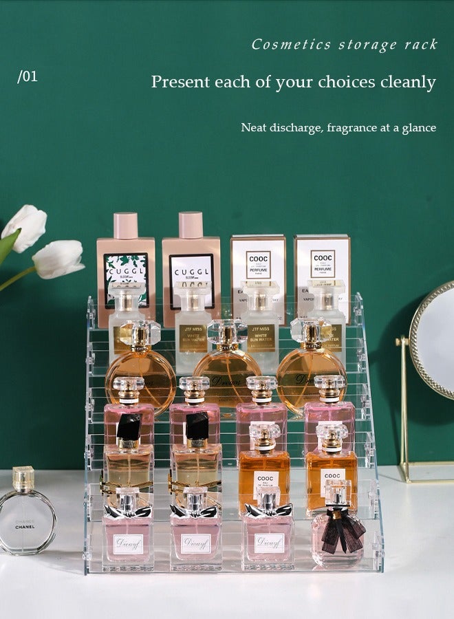 DUNISO Perfume Organizer Stand, 6 layer transparent acrylic display rack, cosmetics storage rack, multi functional desk storage device, used to store perfume, toiletries and skin care products - Image 4