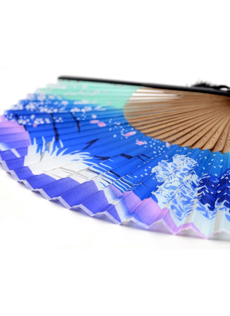 Y&D Folding Fans Fan Hand Held for Women with a Fabric Sleeve  - Image 5