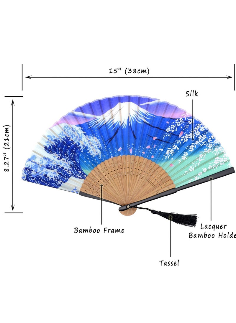 Y&D Folding Fans Fan Hand Held for Women with a Fabric Sleeve  - Image 2