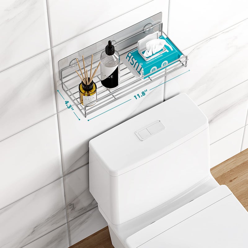 Moforoco 3-Pack Shower Caddy Basket Shelf with Soap Holder, No Drilling Traceless Adhesive Shower Wall Shelves, Rustproof Black Bathroom Shower Storage Organizer - Image 4