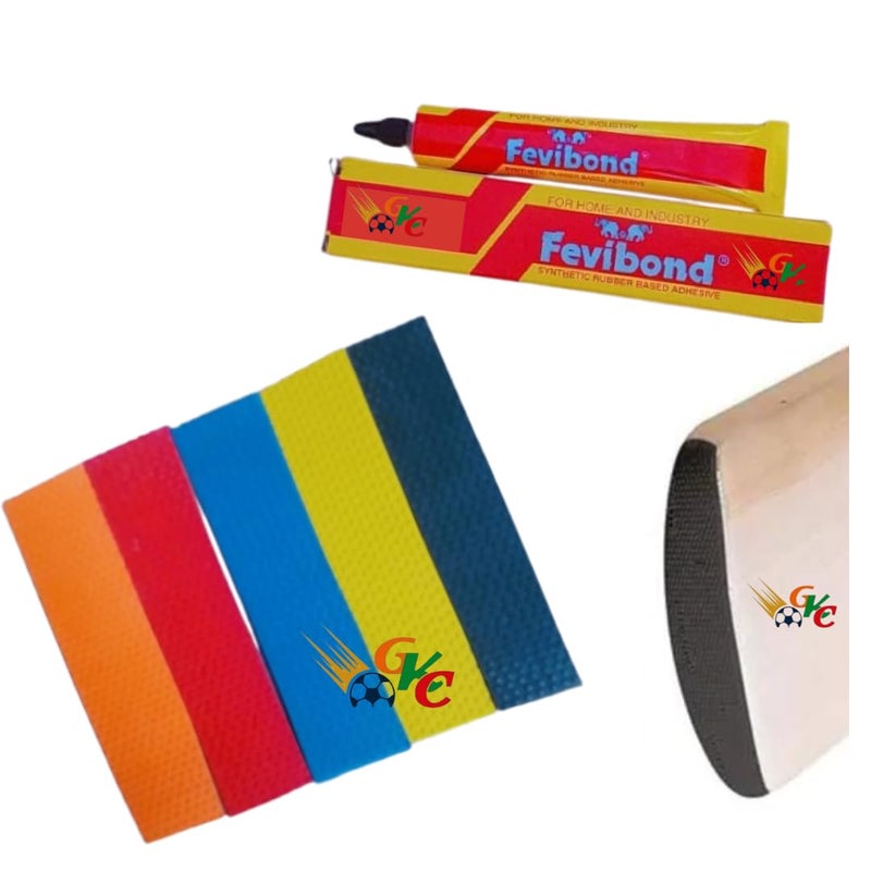 Cricket Bat Toe Guard Set with Strong Gum Adhesive Tube , 5 Pieces, Multicolour Protection Kit