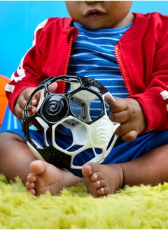 Bright Starts Bright Starts Oball Grippin' Goals Rattle Soccer Ball - Black & White, Easy-Grasp Toy for Newborn and Up  - Image 2