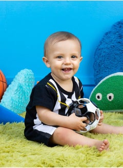 Bright Starts Bright Starts Oball Grippin' Goals Rattle Soccer Ball - Black & White, Easy-Grasp Toy for Newborn and Up  - Image 3